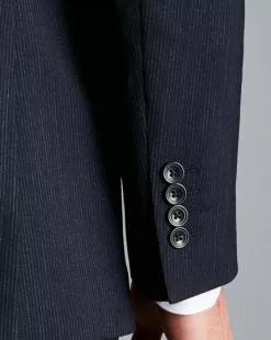 CHARLES TYRWHITT Melange Pinstripe Suit - Dark Navy -Charles Tyrwhitt Shop SUE0272DNY MODEL DETAIL
