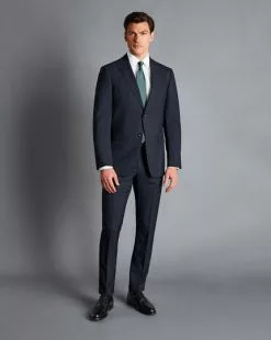 CHARLES TYRWHITT Melange Pinstripe Suit Pants - Dark Navy 7 CHARLES TYRWHITT Melange Pinstripe Suit Pants - Dark Navy -Charles Tyrwhitt Shop SUE0273DNY MODEL FULL
