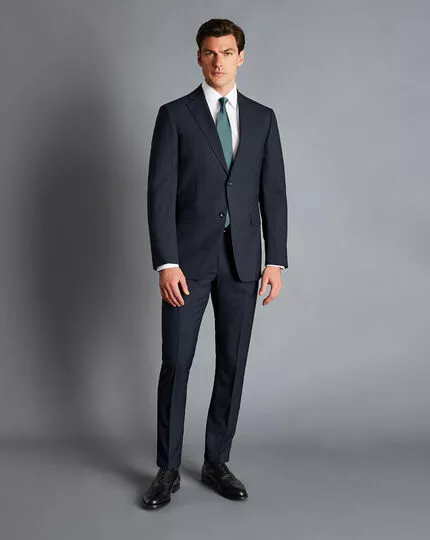 CHARLES TYRWHITT Melange Pinstripe Suit Pants - Dark Navy 5 CHARLES TYRWHITT Melange Pinstripe Suit Pants - Dark Navy - Image 3