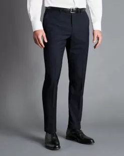 CHARLES TYRWHITT Melange Pinstripe Suit - Dark Navy -Charles Tyrwhitt Shop SUE0273DNY TROUSER FRONT 1