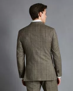 CHARLES TYRWHITT Prince Of Wales Check Suit - Oatm 11 CHARLES TYRWHITT Prince Of Wales Check Suit - Oatm -Charles Tyrwhitt Shop SUE0277OAT JACKET BACK