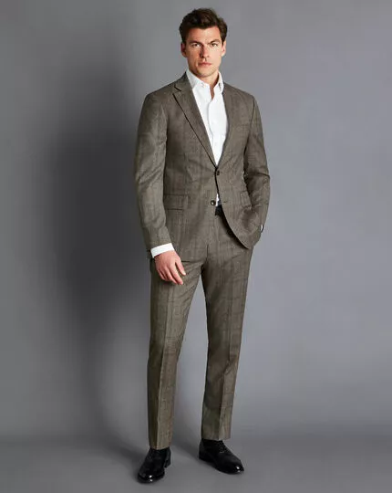 CHARLES TYRWHITT Prince Of Wales Check Suit - Oatm 3 CHARLES TYRWHITT Prince Of Wales Check Suit - Oatm