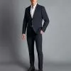CHARLES TYRWHITT Melange Pinstripe Suit - Dark Navy -Charles Tyrwhitt Shop SUE72DNY MODEL FRONT