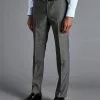 CHARLES TYRWHITT Italian Luxury Prince Of Wales Check Suit Pants - Grey -Charles Tyrwhitt Shop SUL0336KWH TROUSER FRONT