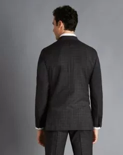 CHARLES TYRWHITT Italian Luxury Prince Of Wales Check Suit - Charcoal Grey -Charles Tyrwhitt Shop SUL0345CHA JACKET BACK