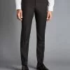 CHARLES TYRWHITT Italian Prince Of Wales Check Suit Pants - Charcoal Grey