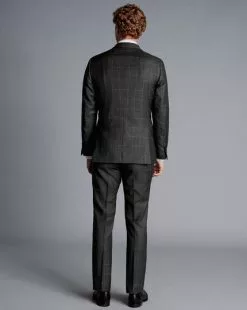 CHARLES TYRWHITT Italian Luxury Windowpane Suit - Grey -Charles Tyrwhitt Shop SUL0353GRY MODEL BACK