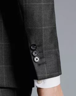 CHARLES TYRWHITT Italian Luxury Windowpane Suit - Grey -Charles Tyrwhitt Shop SUL0353GRY MODEL DETAIL