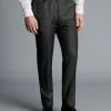 CHARLES TYRWHITT Italian Luxury Windowpane Suit Pants - Grey