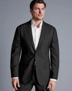CHARLES TYRWHITT Italian Luxury Suit - Charcoal Grey -Charles Tyrwhitt Shop SUL0360CHA JACKET FRONT
