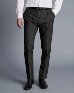 CHARLES TYRWHITT Italian Luxury Suit - Charcoal Grey -Charles Tyrwhitt Shop SUL0362CHA TROUSER FRONT