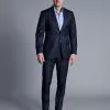 CHARLES TYRWHITT Italian Luxury Texture Suit - Ink B -Charles Tyrwhitt Shop SUL0364NKB MODEL FULL