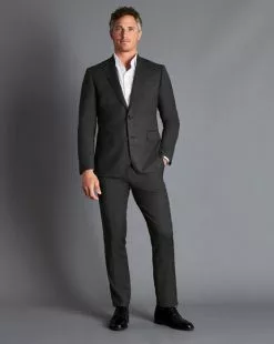 CHARLES TYRWHITT Birdseye Ultimate Performance Suit - Grey -Charles Tyrwhitt Shop SUT0247GRY MODEL FULL FRONT