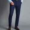 CHARLES TYRWHITT Indigo Blue Birdseye Ultimate Performance Suit Pan 2 CHARLES TYRWHITT Indigo Blue Birdseye Ultimate Performance Suit Pan -Charles Tyrwhitt Shop SUT0248IDG TROUSER FRONT