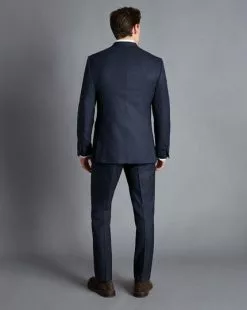 CHARLES TYRWHITT End-on-End Ultimate Performance Suit Pants - Navy -Charles Tyrwhitt Shop SUT0253NAV MODEL BACK 1