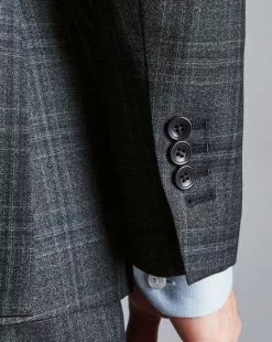 CHARLES TYRWHITT Ultimate Performance Prince Of Wales Check Suit - Steel B -Charles Tyrwhitt Shop SUT0258STL MODEL DETAIL
