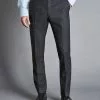 CHARLES TYRWHITT Prince Of Wales Check Ultimate Performance Suit Pants - Steel B -Charles Tyrwhitt Shop SUT0259STL TROUSER FRONT 1