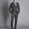 CHARLES TYRWHITT Ultimate Performance Prince Of Wales Check Suit - Steel B 1 CHARLES TYRWHITT Ultimate Performance Prince Of Wales Check Suit - Steel B -Charles Tyrwhitt Shop SUT0260STL MODEL WAISTCOAT