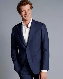 CHARLES TYRWHITT Ultimate Performance Stripe Suit - French B -Charles Tyrwhitt Shop SUT0269FRE JACKET FRONT