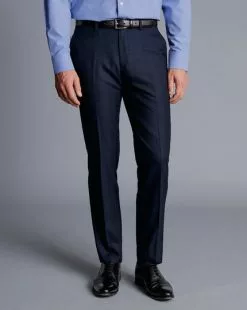 CHARLES TYRWHITT Ultimate Performance Check Suit - Navy -Charles Tyrwhitt Shop SUT0273NAV TROUSERS FRONT