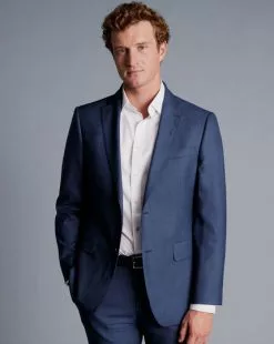 CHARLES TYRWHITT Sharkskin Suit - Ocean B -Charles Tyrwhitt Shop SUT0274OCE JACKET FRONT