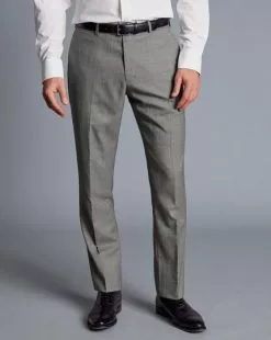 CHARLES TYRWHITT Sharkskin Suit - Light Grey -Charles Tyrwhitt Shop SUT0275LGY TROUSER FRONT