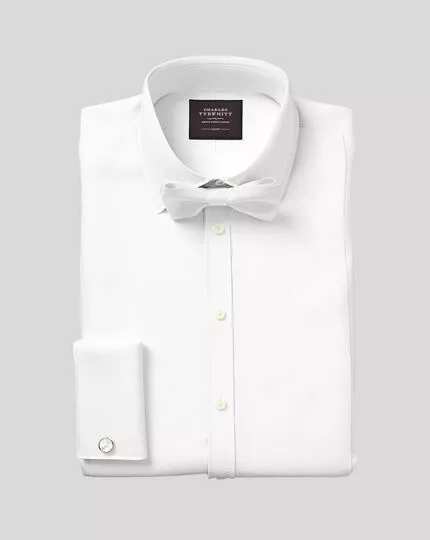 CHARLES TYRWHITT Cotton Marcella Self-Tie Bow Tie - Wh 4 CHARLES TYRWHITT Cotton Marcella Self-Tie Bow Tie - Wh - Image 2