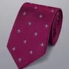 CHARLES TYRWHITT Stain Resistant Fleur-de-Lys Silk Tie - Blackberry P -Charles Tyrwhitt Shop TIC0892BRP ROLLED