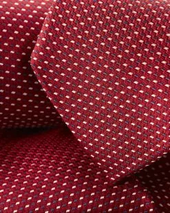 CHARLES TYRWHITT Stain Resistant Pattern Silk Tie - R -Charles Tyrwhitt Shop TIC2023RED DETAIL