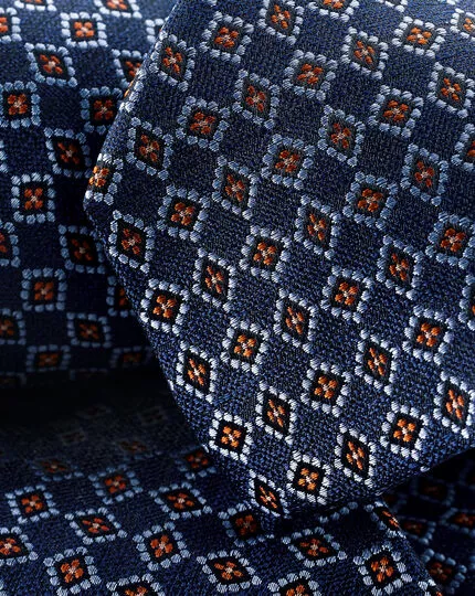 CHARLES TYRWHITT Stain Resistant Floral Silk Tie - Indigo B 4 CHARLES TYRWHITT Stain Resistant Floral Silk Tie - Indigo B - Image 2