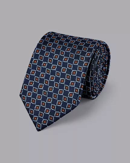 CHARLES TYRWHITT Stain Resistant Floral Silk Tie - Indigo B 3 CHARLES TYRWHITT Stain Resistant Floral Silk Tie - Indigo B