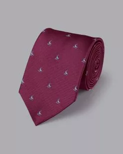 CHARLES TYRWHITT Stain Resistant Lapwing Silk Tie - Cherry Pink