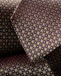 CHARLES TYRWHITT Stain Resistant Patterned Silk Tie - Gold & Wine R -Charles Tyrwhitt Shop TIC2047GLD DETAIL