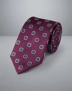 CHARLES TYRWHITT Stain Resistant Floral Silk Tie - Grape P