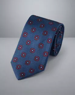 CHARLES TYRWHITT Stain Resistant Floral Silk Tie - Petrol B