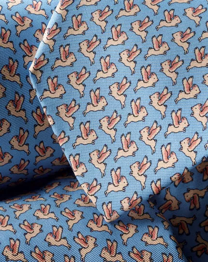 CHARLES TYRWHITT If Pigs Could Fly Motif Print Silk Tie - Sky B 3 CHARLES TYRWHITT If Pigs Could Fly Motif Print Silk Tie - Sky B - Image 2