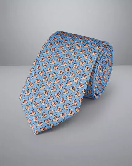 CHARLES TYRWHITT If Pigs Could Fly Motif Print Silk Tie - Sky B 2 CHARLES TYRWHITT If Pigs Could Fly Motif Print Silk Tie - Sky B