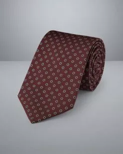 CHARLES TYRWHITT Mini Flower Print Silk Tie - Wine R