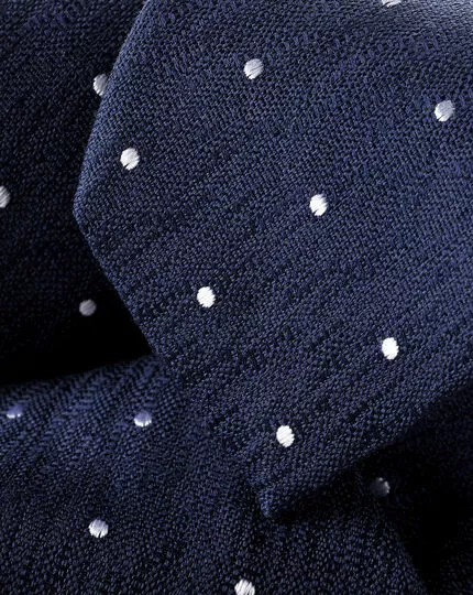 CHARLES TYRWHITT Silk Wool Blend Spot Slim Tie - Indigo B 4 CHARLES TYRWHITT Silk Wool Blend Spot Slim Tie - Indigo B - Image 2