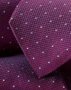 CHARLES TYRWHITT Stain Resistant Spot Silk Tie - Blackberry Purple & Light B 5 CHARLES TYRWHITT Stain Resistant Spot Silk Tie - Blackberry Purple & Light B -Charles Tyrwhitt Shop TIC2060BRP DETAIL
