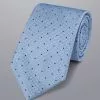 CHARLES TYRWHITT Stain Resistant Spot Silk Tie - Sky & French B -Charles Tyrwhitt Shop TIC2060SKY ROLLED