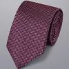 CHARLES TYRWHITT Stain Resistant Silk Tie - Dark Pink & Navy -Charles Tyrwhitt Shop TIC2062DPK ROLLED