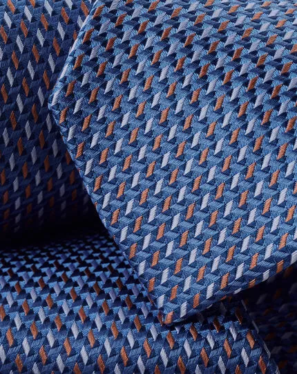 CHARLES TYRWHITT Stain Resistant Silk Tie - Ocean Blue & Orang 4 CHARLES TYRWHITT Stain Resistant Silk Tie - Ocean Blue & Orang - Image 2