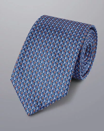 CHARLES TYRWHITT Stain Resistant Silk Tie - Ocean Blue & Orang 3 CHARLES TYRWHITT Stain Resistant Silk Tie - Ocean Blue & Orang