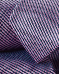 CHARLES TYRWHITT Stain Resistant Silk Tie - Pink & Ocean B -Charles Tyrwhitt Shop TIC2062PNK DETAIL
