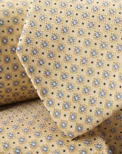 CHARLES TYRWHITT Stain Resistant Mini Floral Silk Tie - Lemon Yellow & Cornflower B -Charles Tyrwhitt Shop TIC2063LMN DETAIL