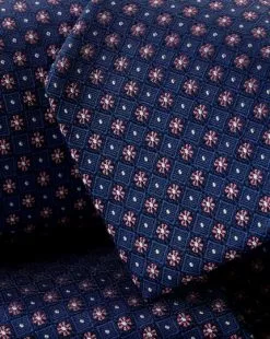 CHARLES TYRWHITT Stain Resistant Mini Floral Silk Tie - Petrol Blue & Pink -Charles Tyrwhitt Shop TIC2063PET DETAIL