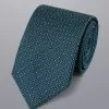CHARLES TYRWHITT Stain Resistant Mini Floral Silk Tie - Teal Green & Navy 2 CHARLES TYRWHITT Stain Resistant Mini Floral Silk Tie - Teal Green & Navy -Charles Tyrwhitt Shop TIC2063TEL ROLLED