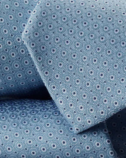 CHARLES TYRWHITT Stain Resistant Mini Medallion Silk Tie - Light B 4 CHARLES TYRWHITT Stain Resistant Mini Medallion Silk Tie - Light B - Image 2