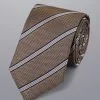 CHARLES TYRWHITT Fine Stripe Silk Tie - Taupe & Navy 2 CHARLES TYRWHITT Fine Stripe Silk Tie - Taupe & Navy -Charles Tyrwhitt Shop TIC2065TPE ROLLED